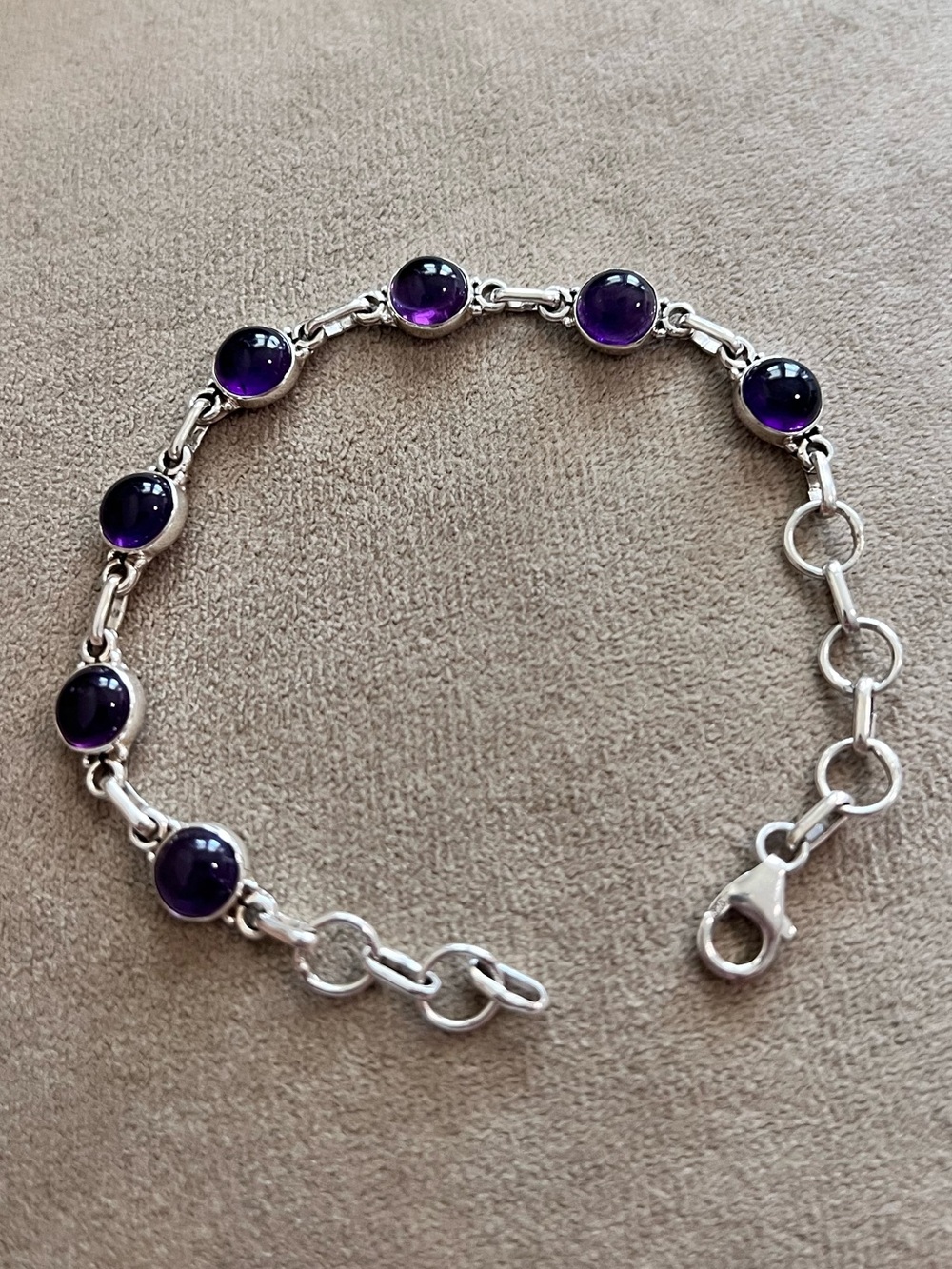 Sterling Silver Amethyst Link Bracelet in Purple